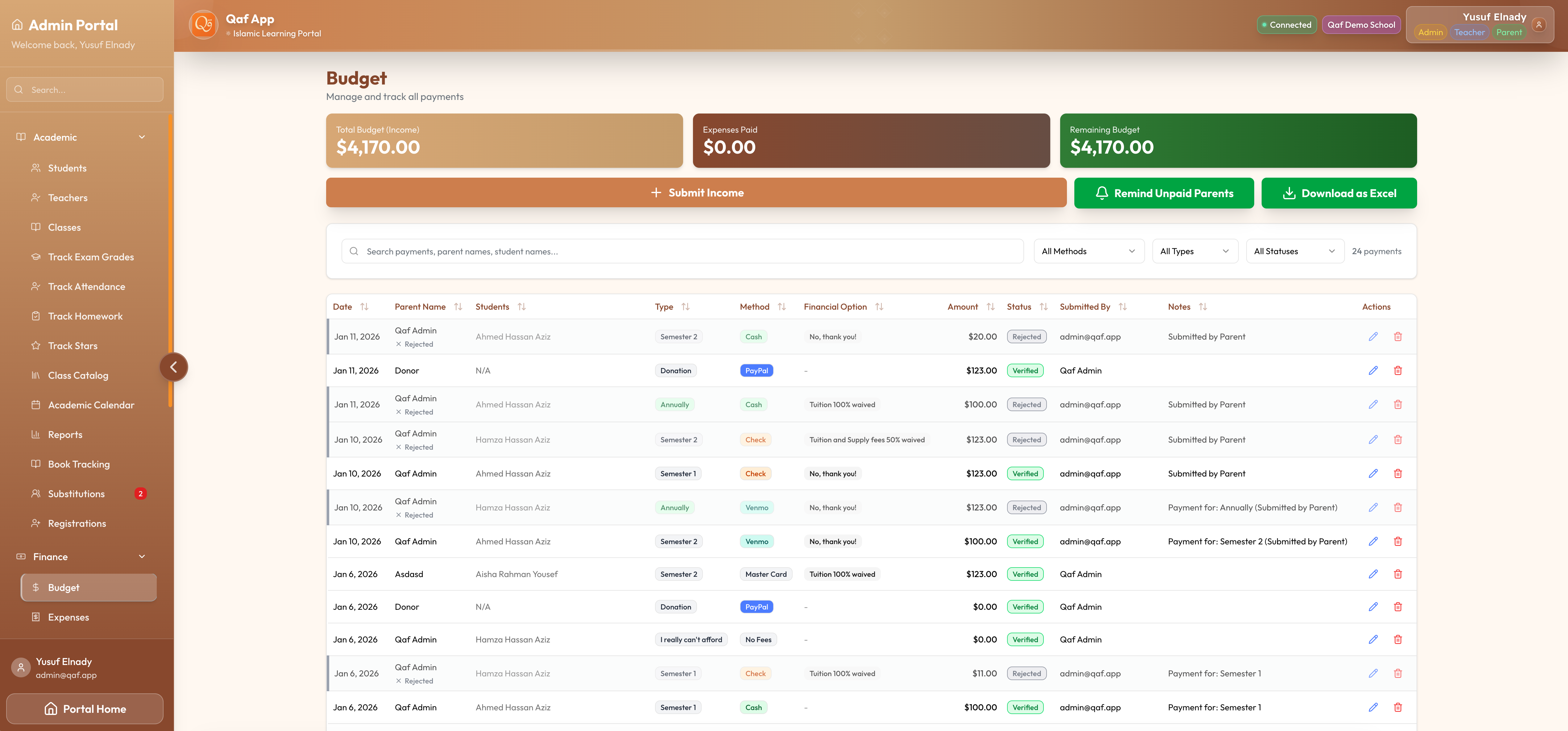 Financial Management Interface