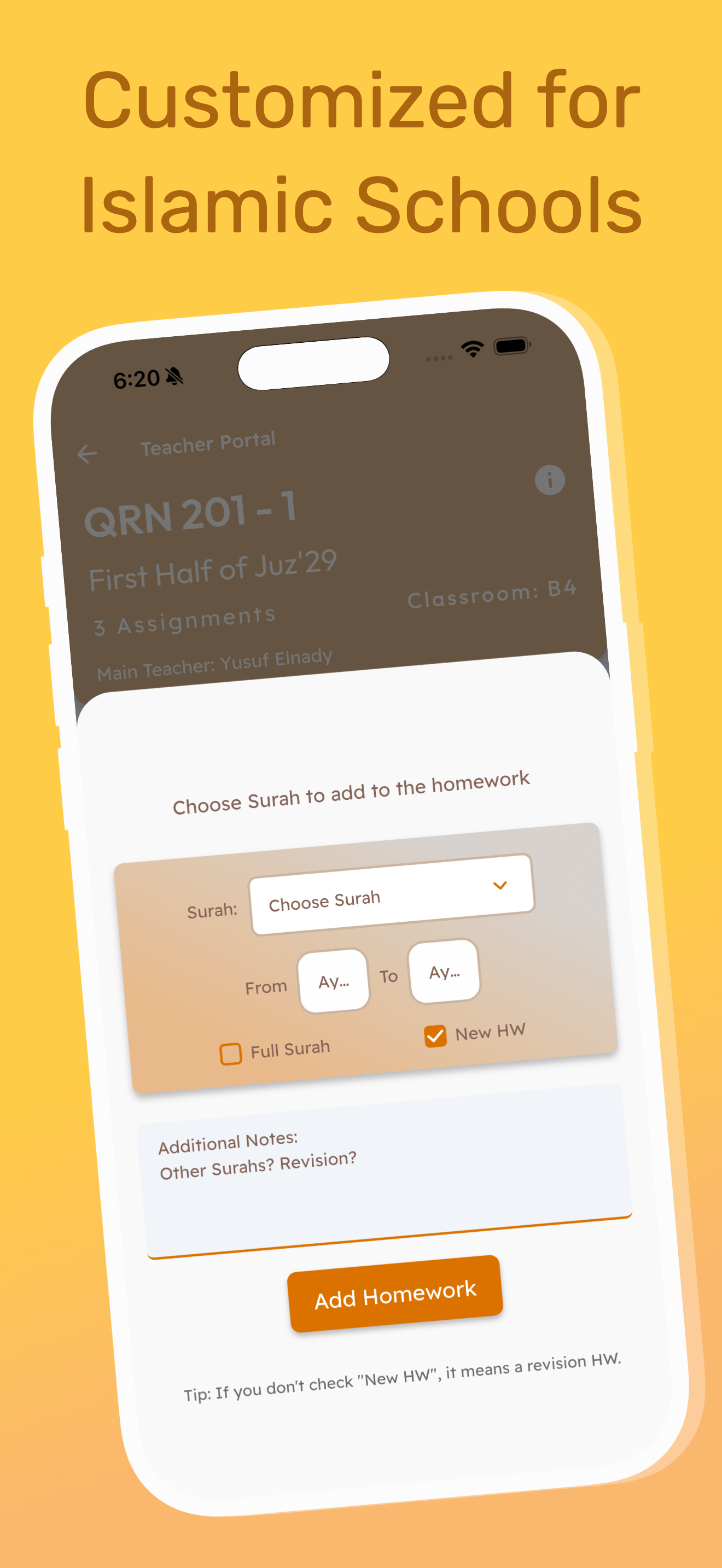 Customized for Islamic Schools